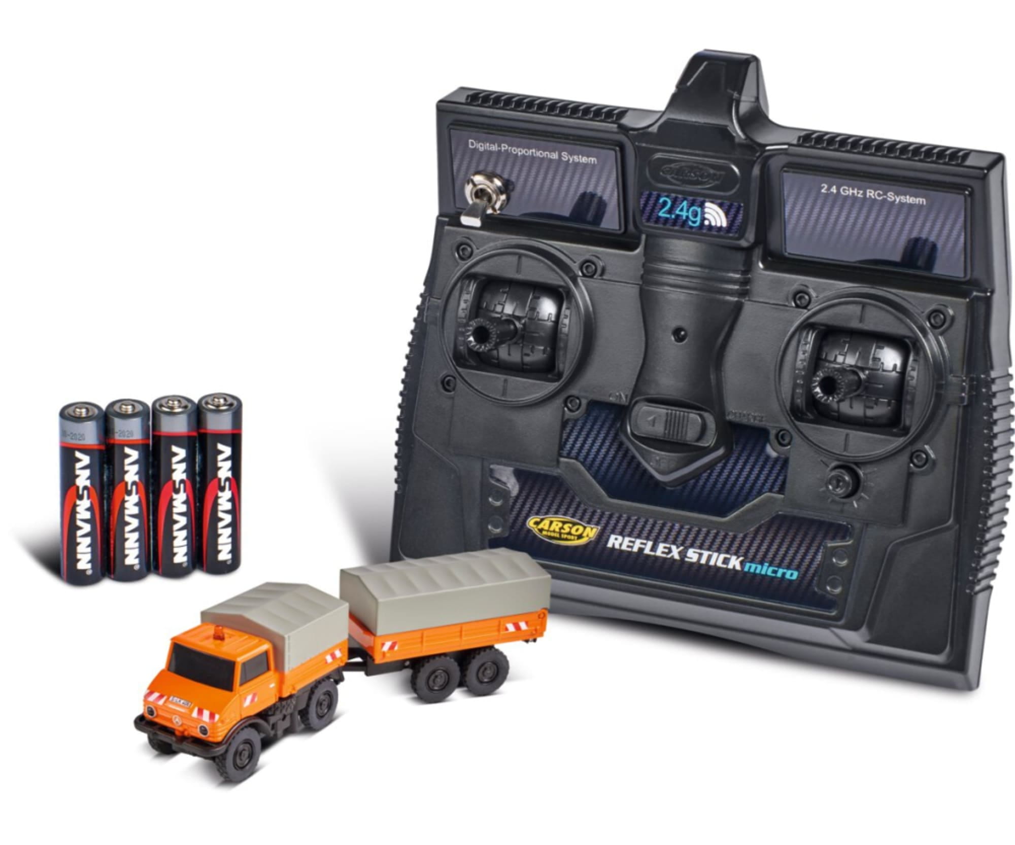 Carson 1_87 RC Mercedes-Benz Unimog U406 mitHaengerger100% RTR orang - ferngesteuertes RC Modell