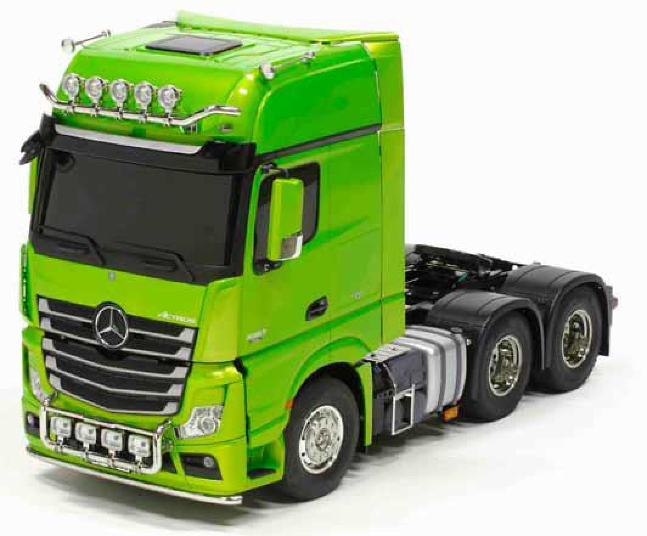 Tamiya 1:14 RC Truck XB MB Actros 3363 Grün Full Option Aufgebaut mit Fernsteuerung