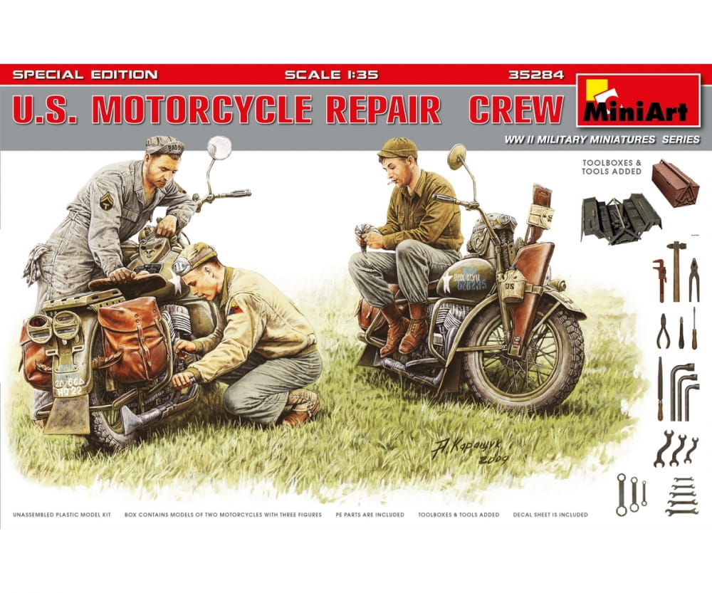 Plastikmodellbau von Miniart 1-35 fig us motorradmechaniker 3