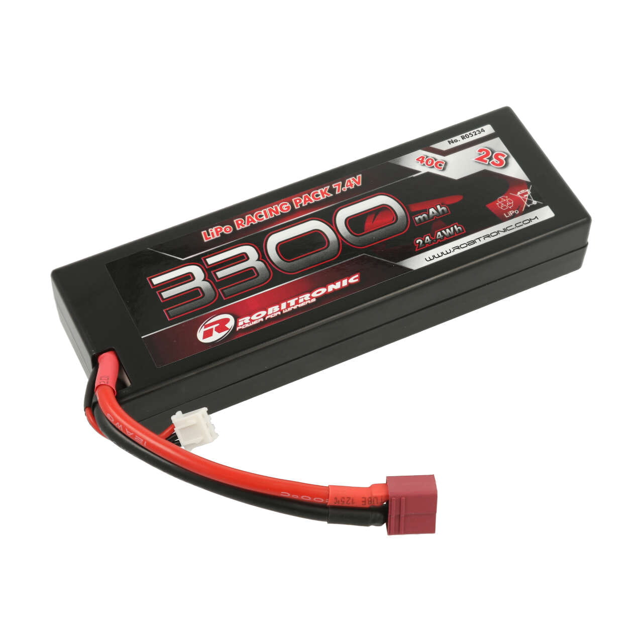 Robitronic LiPo Akku 7,4V 3300mAh 2S 40C T-Stecker Robitronic LiPo Akku 7,4V 3300mAh 2S 40C T-Stecker