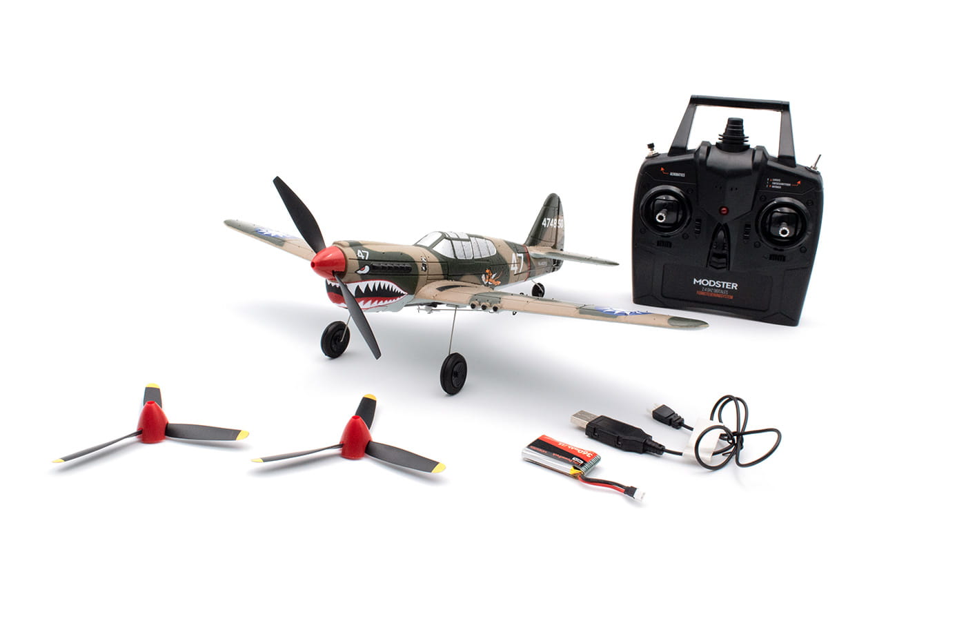 Modster mdx-p-40-warhawk-warbird-rc-flugzeug-rtf-inkl-6-achs-flugl