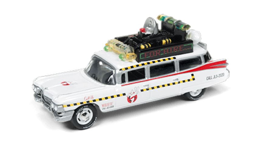 Johnny Lightning Ghostbusters II 1A 1959 Cadillac 1:64 mit Diorama Feuerwehrhaus