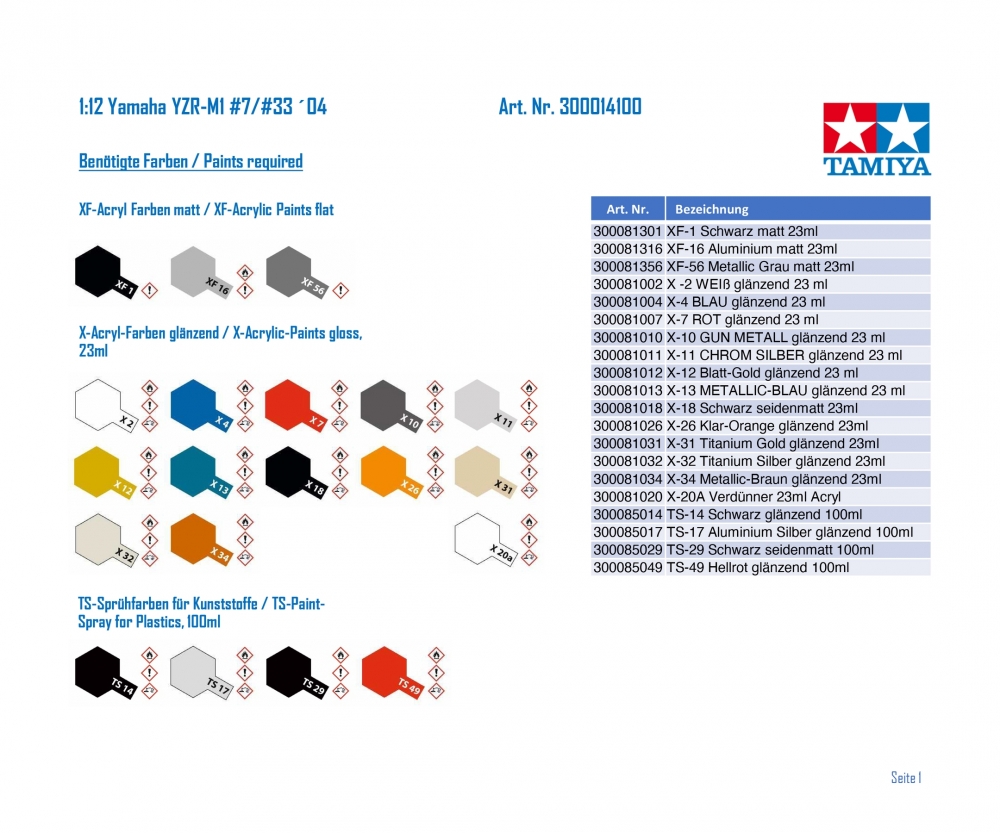 Tamiya Yamaha YZR-M1 #7_#33 ´04 Motorrad 1_12 Plastik Modellbau Bausatz - RC-Zubehoer