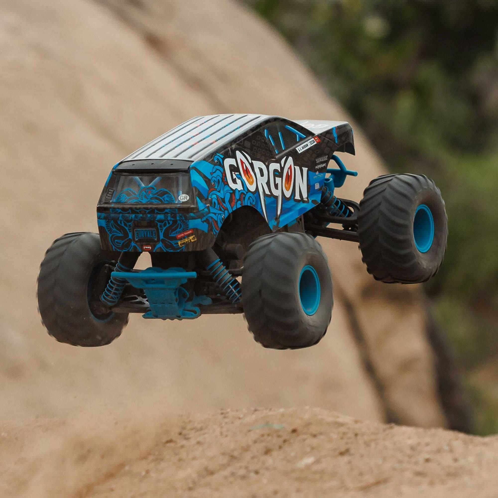 ARRMA GORGON MT 2WD RTR Monster Truck Blau_ RC Fahrzeug mit Akku und Ladegeraet