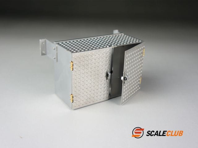 ScaleClub 1_14 Staubox 90mm mit Doppeltueren Riffelblech V2A - RC-Zubehoer