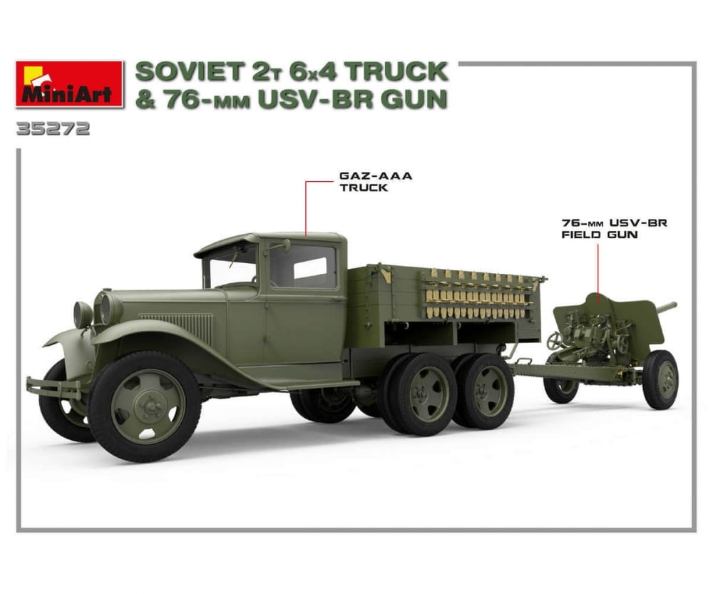 MiniArt 1:35 Soviet 2t LKW 6x4 m. 76mm Plastik Modellbausatz