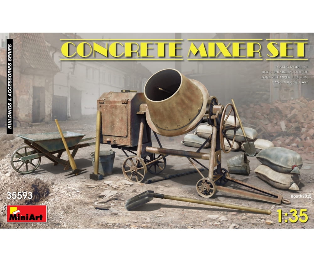 MiniArt 1:35 Betonmischmaschine m. Zubehör Plastik Modellbau