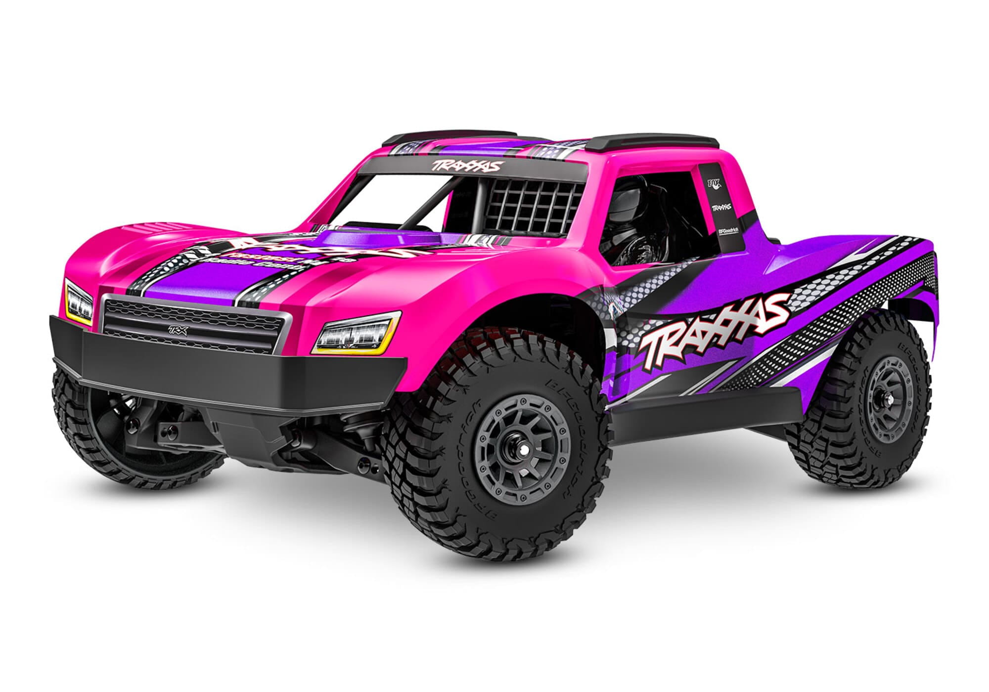 Traxxas Mini-Slash BL-2S 4x4 Pink Short Course RC Truck mit Akku und Ladegeraet