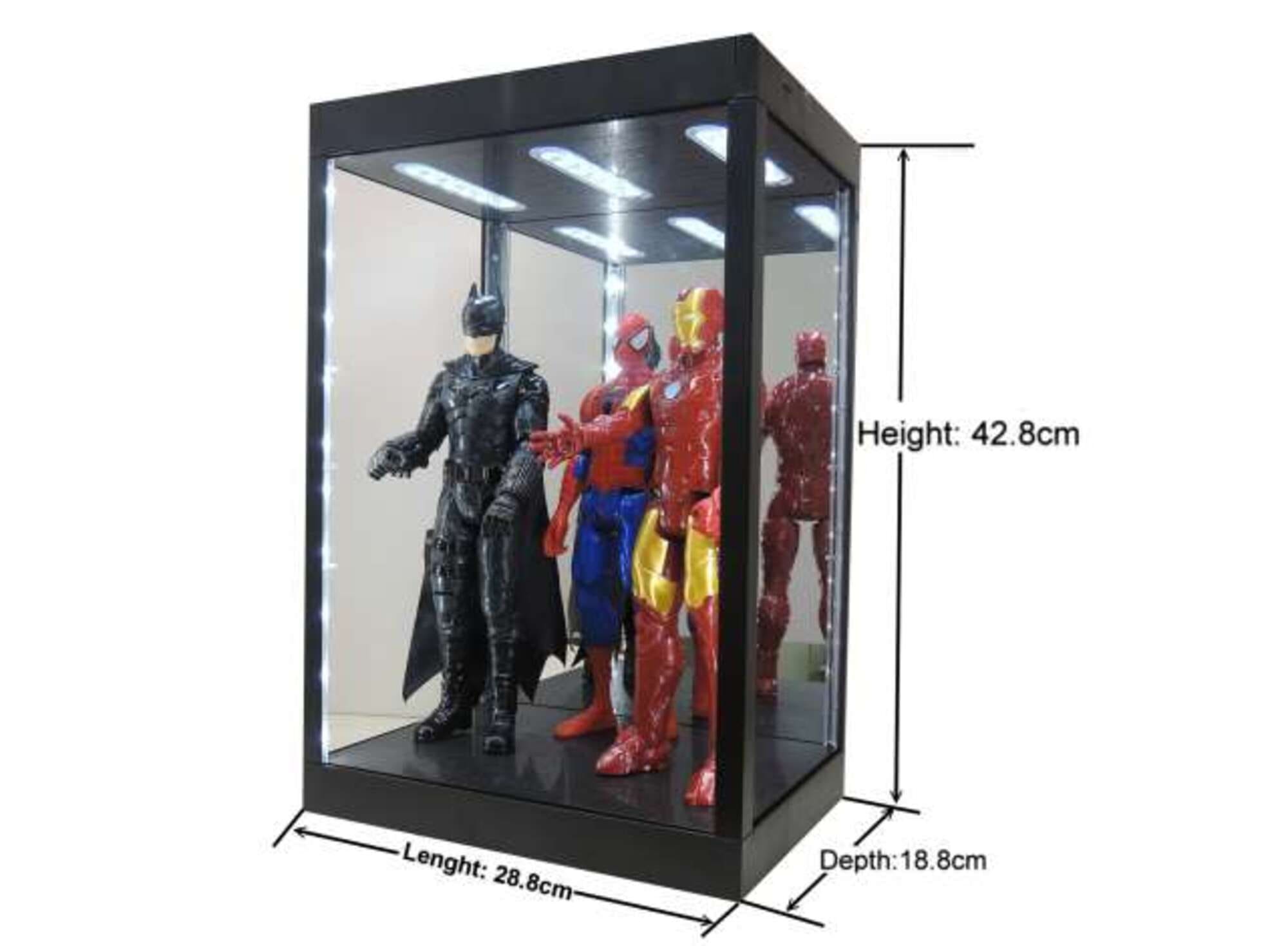 Triple9 LED-Vitrine Schwarz 1_6 mit Beleuchtung mit Spiegelrueckwand