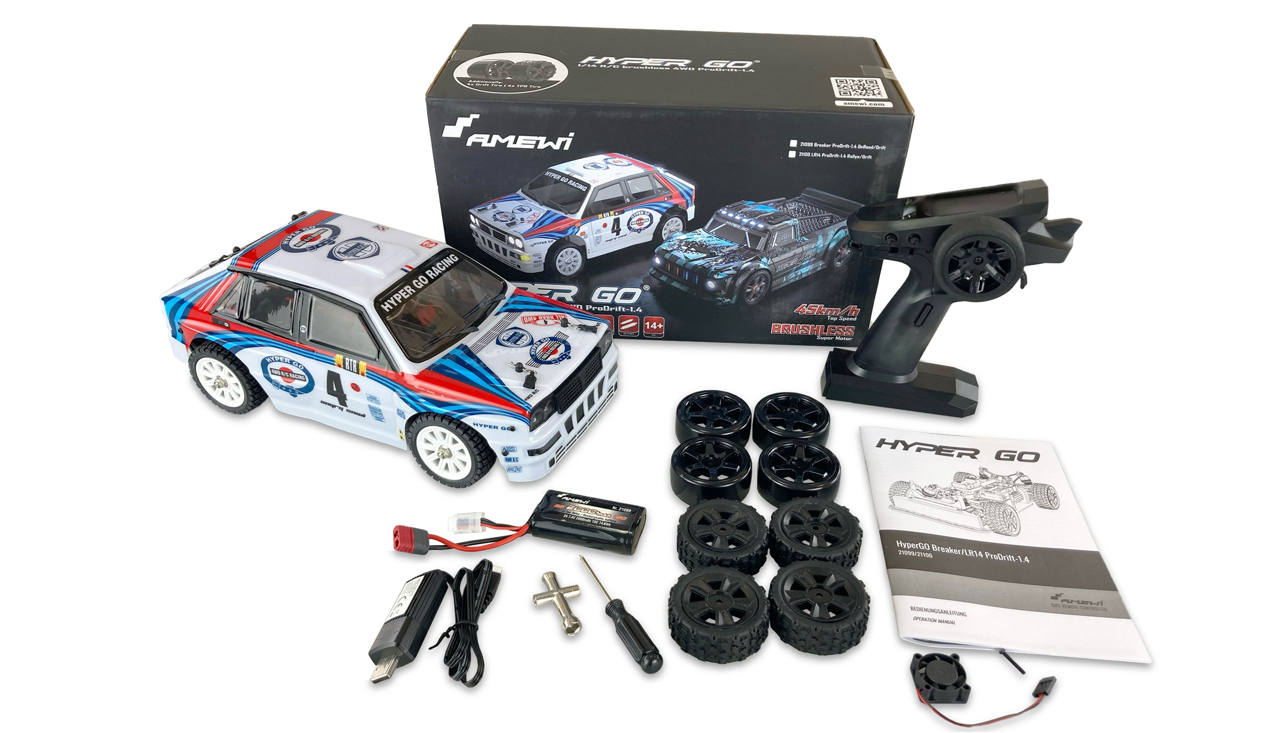 Amewi Hyper Go LR14 ProDrift-1.4 4WD RC Rallye Modell mit Brushless Motor und LED