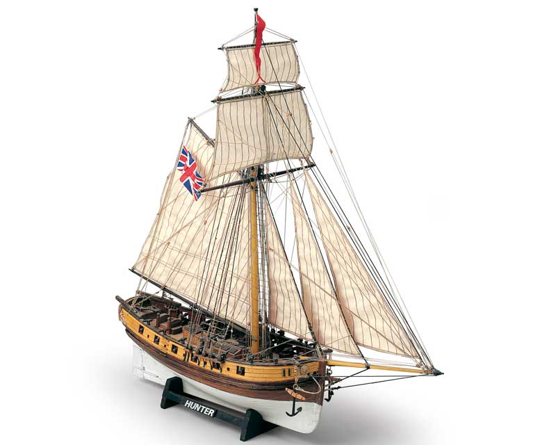 Hunter Kutter 1_72 Bausatz von Mamoli - Historisches Schiffsmodell mit Kanonen