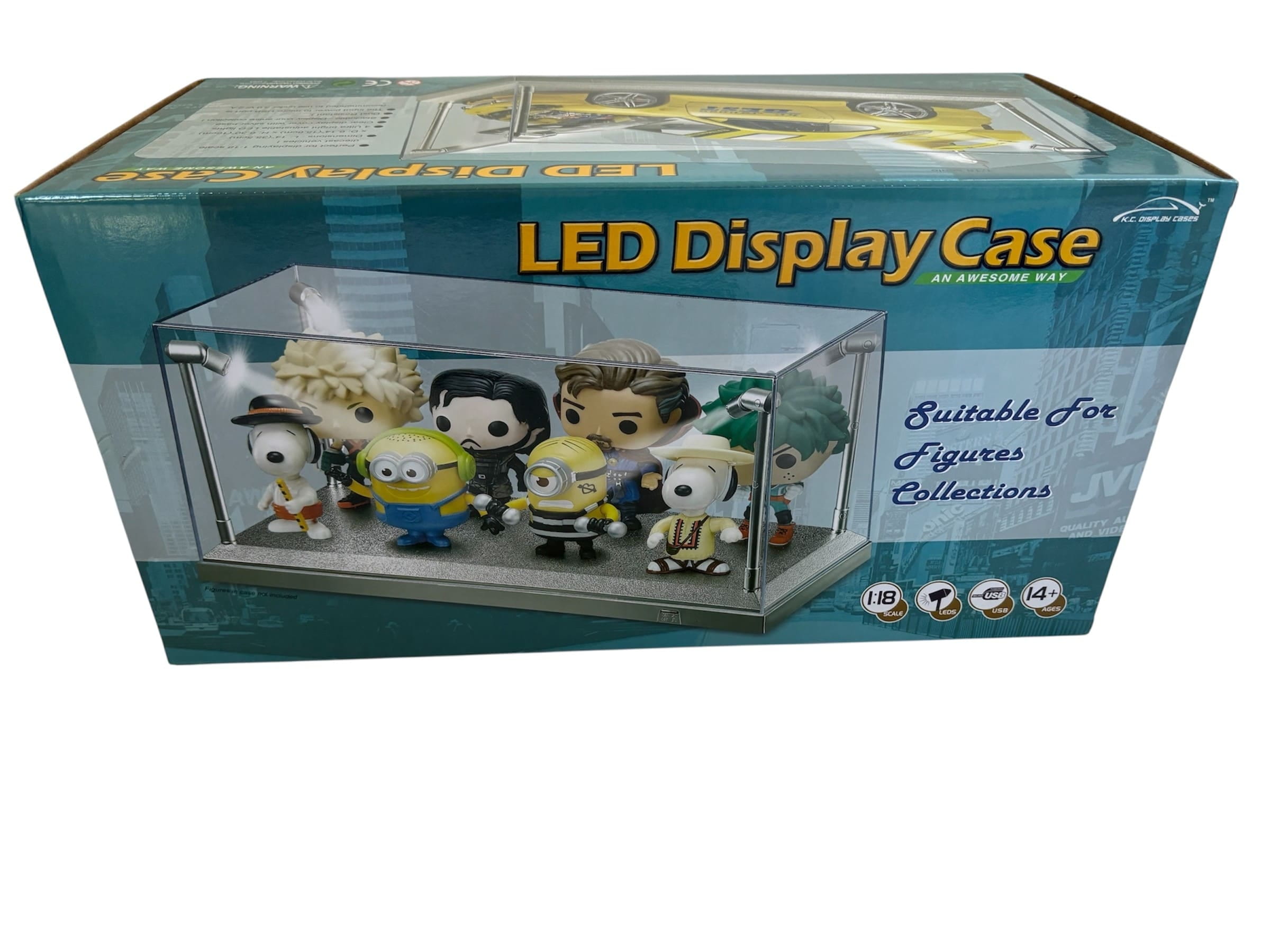 Triple9 LED Modellauto Vitrine 1_18 mit silberne Basis_