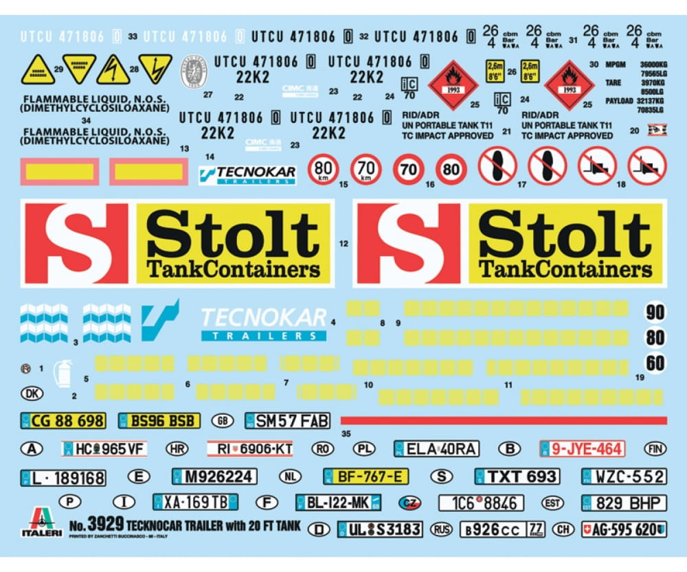 Italeri 1:24 Tecnokar Trailer w/ 20ft Tank