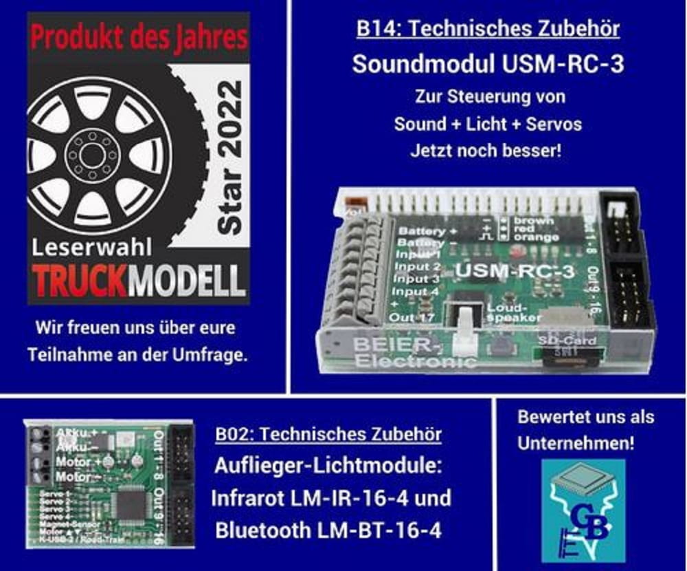 Beier USM-RC-3 mit DVD Soundmodul mit Beleuchtungsfunktion, APP steuerbar Beier USM-RC-3 mit DVD Soundmodul mit Beleuchtungsfunktion, APP steuerbar