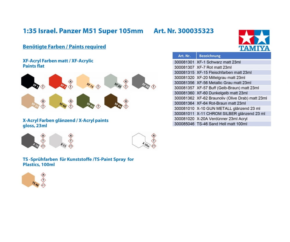 Tamiya Israel. Panzer M51 Super 105mm 1:35 Plastik Modellbau Militär Bausatz