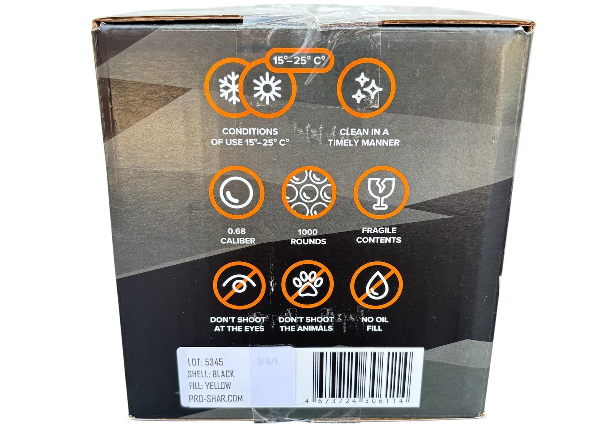 Pro-Shar Black MagFed Paintballs .68 Kaliber 500 Stueck Gelbe Fuellung