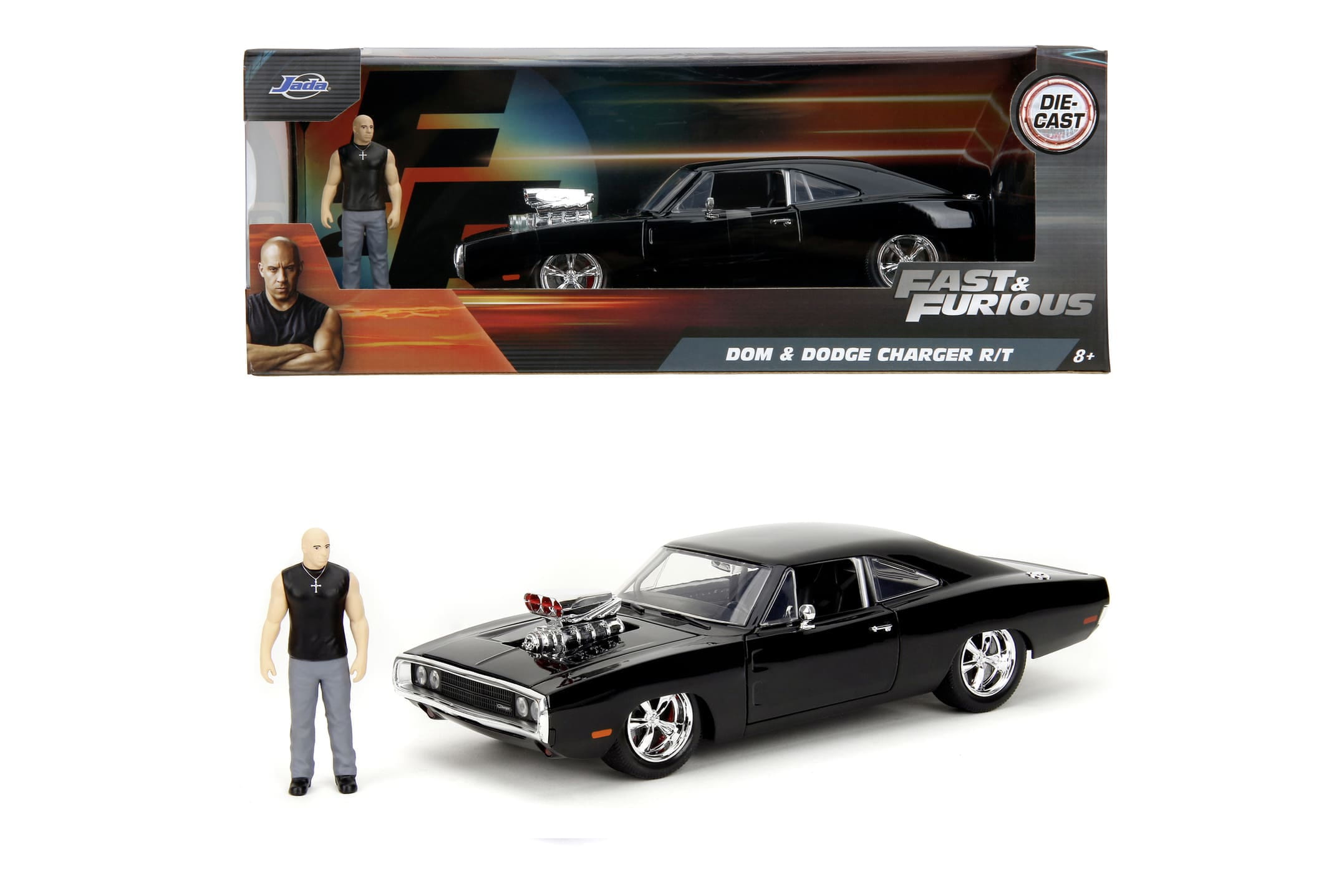 Jada Toys Fast and Furious 1970 Dodge Charger Modellauto 1_24 mit Figur_