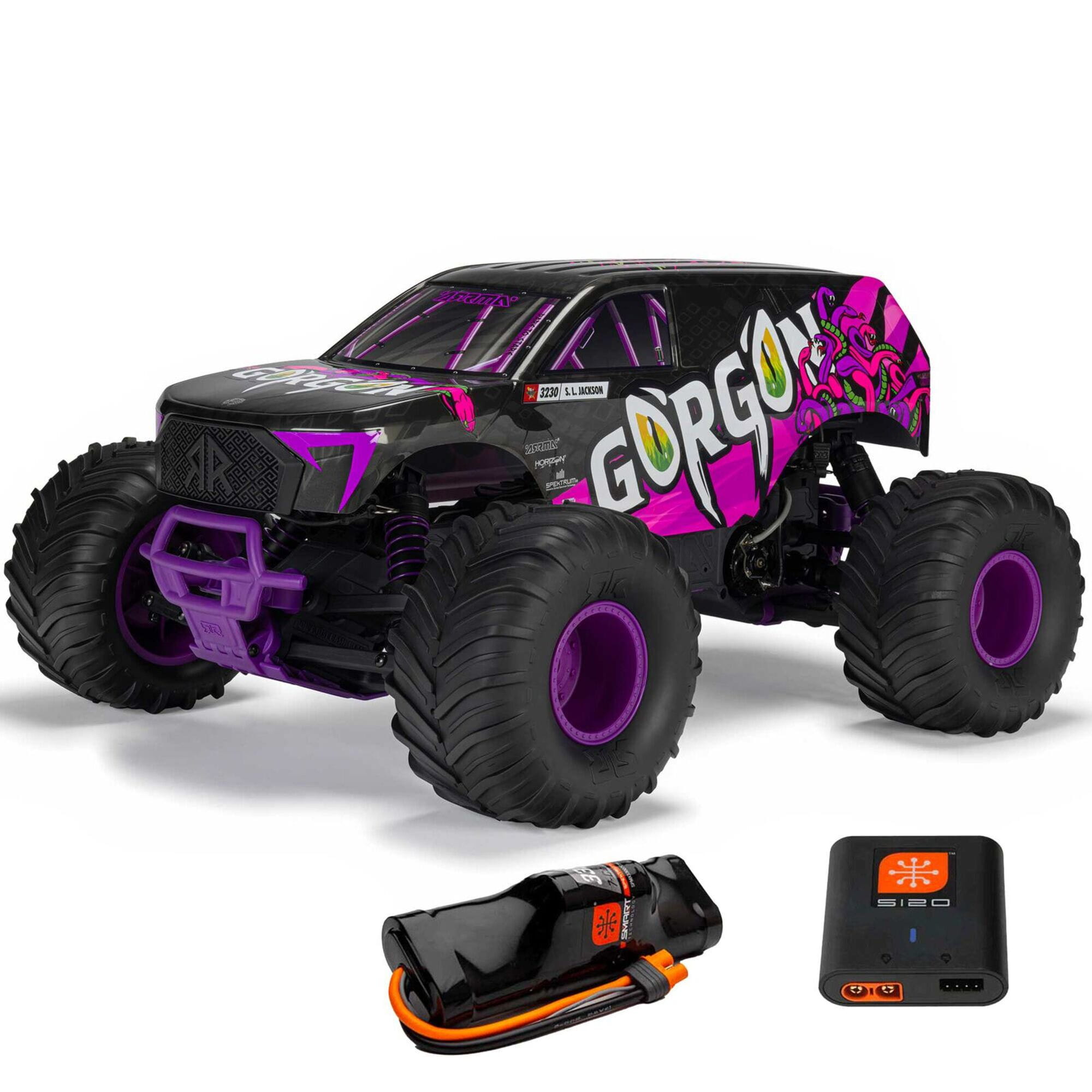 ARRMA GORGON MT 2WD RTR Monster Truck Purple_ RC Fahrzeug mit Akku und Ladegeraet