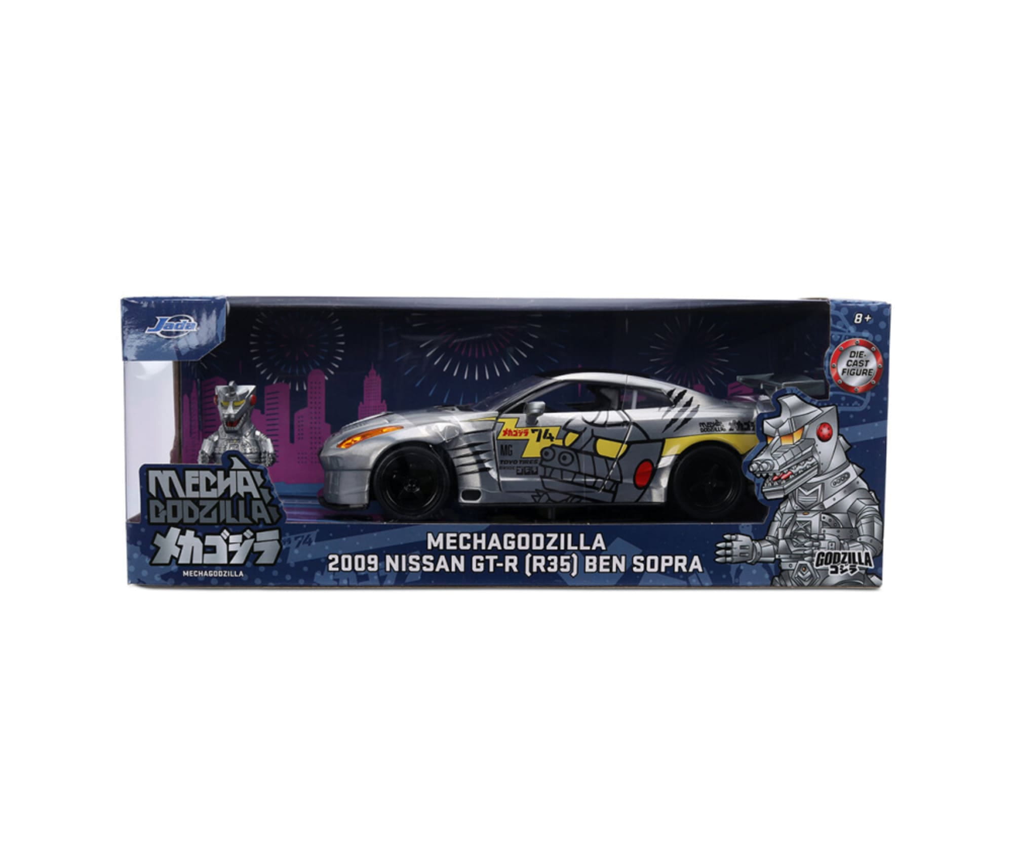 Jada Toys MechaGodzilla Nissan GT-R R35 Ben Sopra 2009 1_24 mit Figur