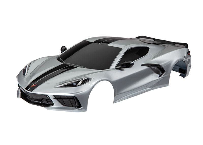 Traxxas Karosserie Chevy Corvette Stingray Silber Lackiert Inkl Aufkleber - RC-Zubehoer