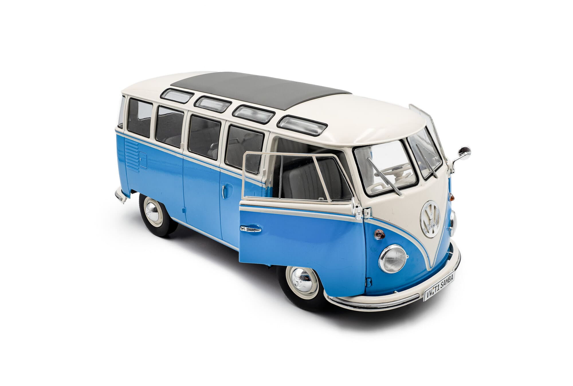 Solido VW T1 Samba 21 Fenster Blau Weiss Standmodellauto im Massstab 1_18