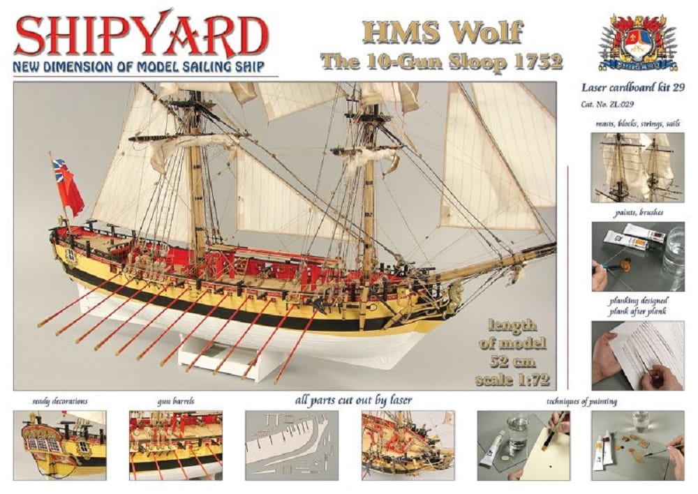 Shipyard HMS Wolf The 10 Gun Sloop 1752 Laser Cut 1:72 Kartonbausatz