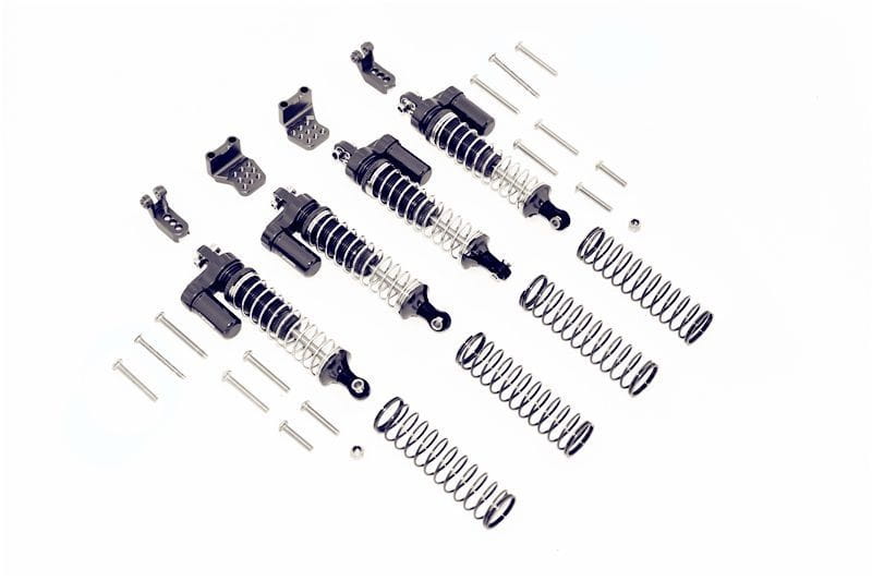 GPM Alu L-shape Piggy Back Daempfer 90mm Set schwarz _4 Stk._ fuer Traxxas TRX4 - 6 - RC-Zubehoer