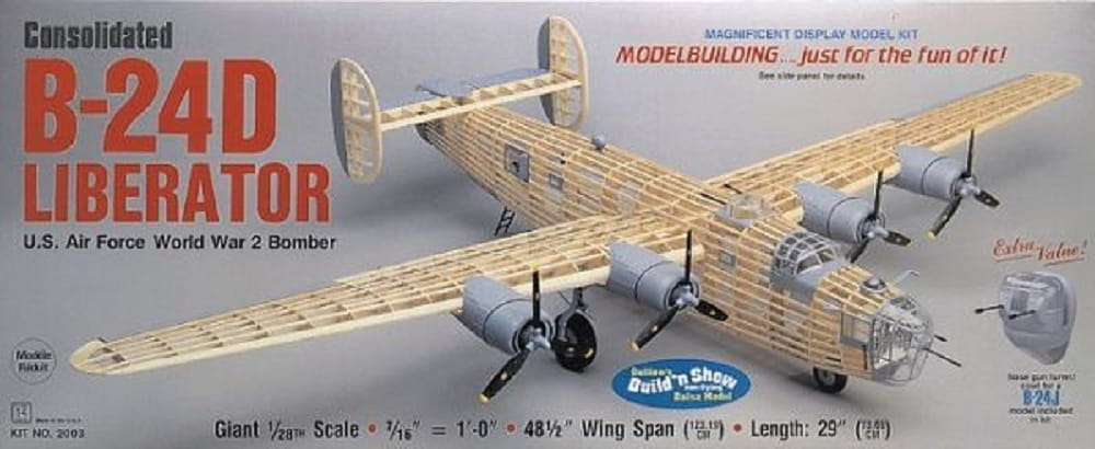Guillow's Standmodell B-24D Liberator Giant US Bomber Balsa Bausatz 1:28