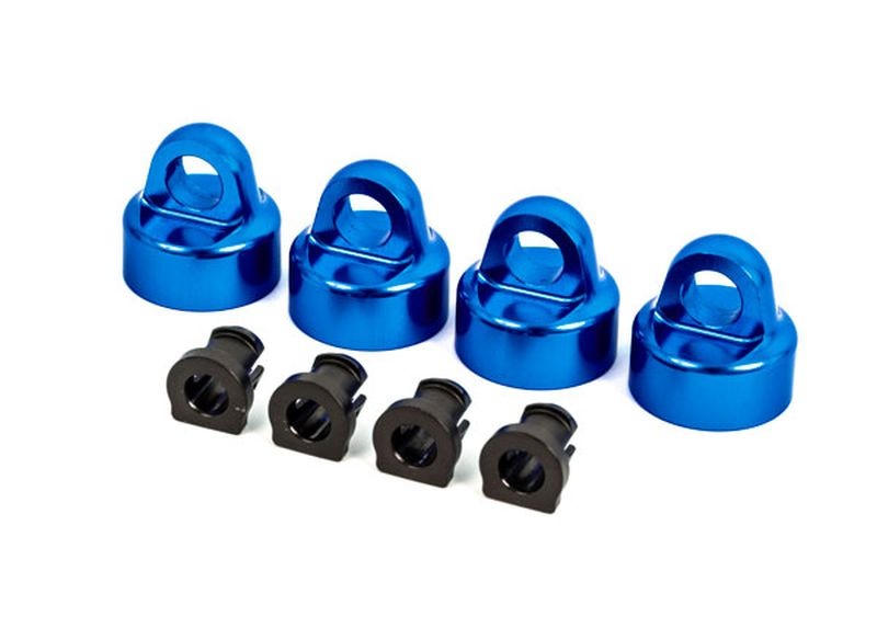 Traxxas GTX Daempfer-Kappen Alu blau eloxiert _ Spacer _je 4_ fuer Sle - RC-Zubehoer