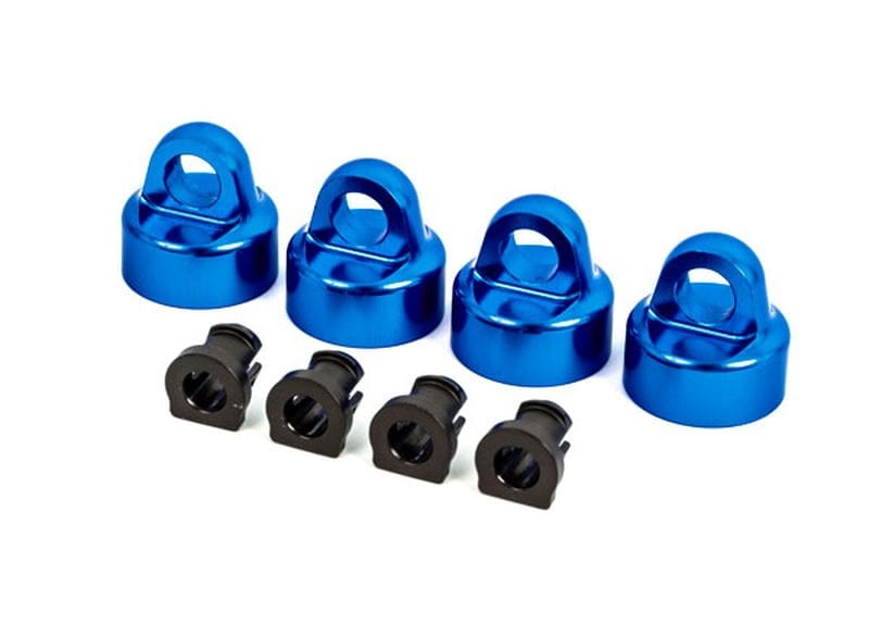 Traxxas GTX Dämpfer-Kappen Alu blau eloxiert + Spacer (je 4) für Sle Traxxas GTX Daempfer-Kappen Alu blau eloxiert _ Spacer _je 4_ fuer Sle - RC-Zubehoer