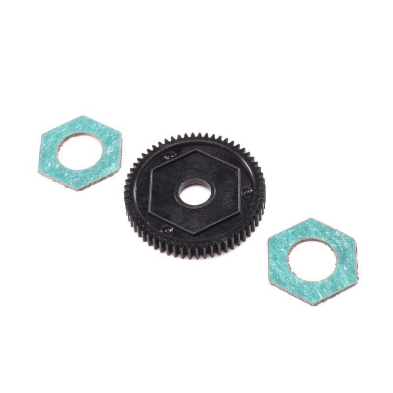 Losi Spur Gear w_ Slipper Pads_ 60T_ 0_5M_ Mini-T 2.0 - RC-Zubehoer
