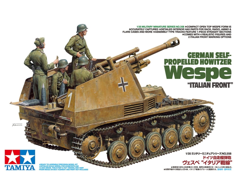 Tamiya Panzerhaubitz Wespe Italien. Front 1:35 Plastik Modellbau Militär Bausatz