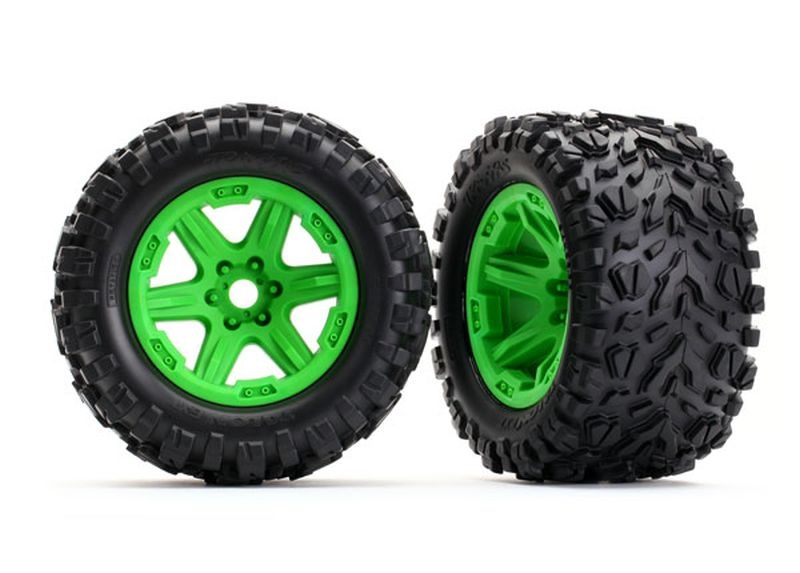 Traxxas Reifen auf Felge gruen montiert _Talon EXT 3.8_ - RC-Zubehoer