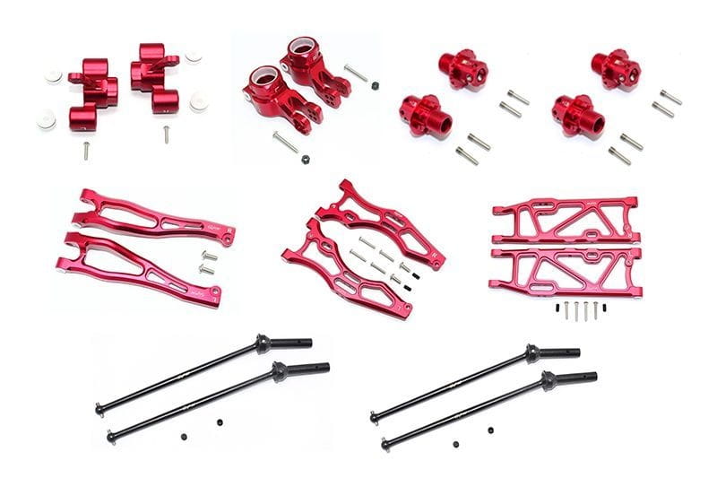 GPM Alu Aufhängungs-Set mit CVD, Hex 13mm v/h rot für ARRMA Kraton, Outcast, Notorius 6s