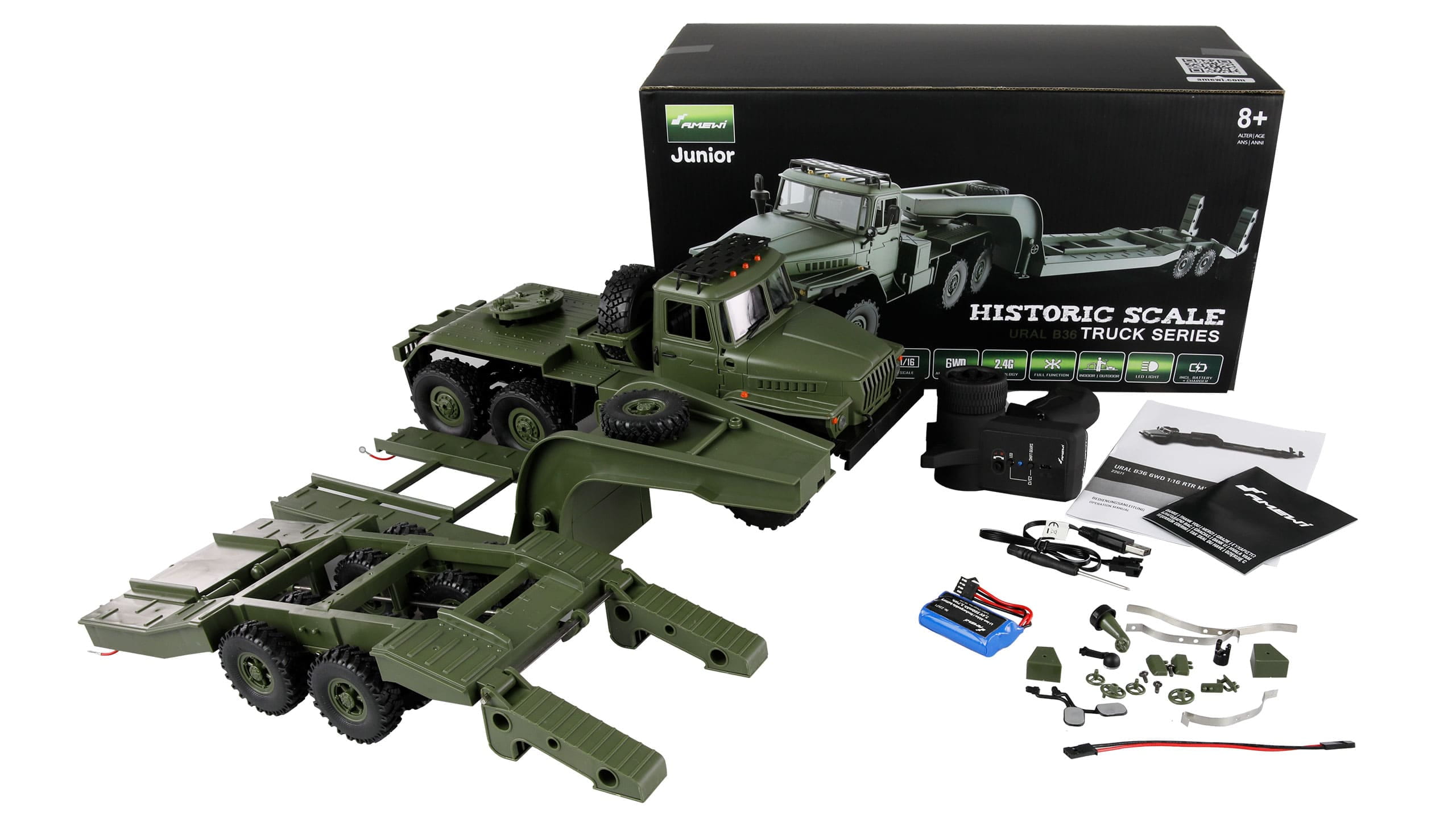 Amewi RC Ural B36 Militaer LKW 6WD mit Tieflader 1_16 RTR - RC-Zubehoer