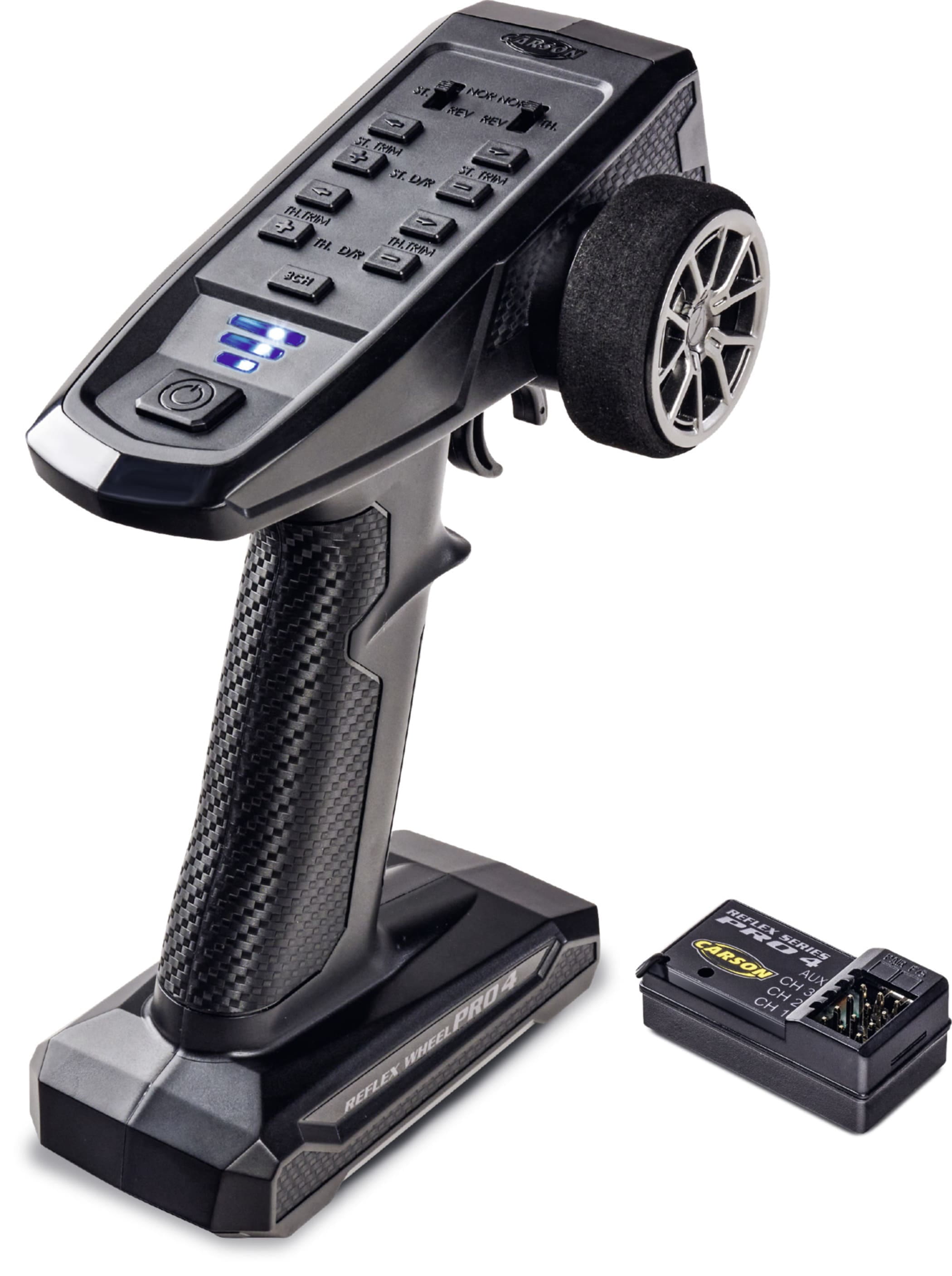 Carson RC Fernsteuerung FS Reflex Wheel Pro 4 3-Kanal 2_4 GHz mit wasserdichtem Empfaenger