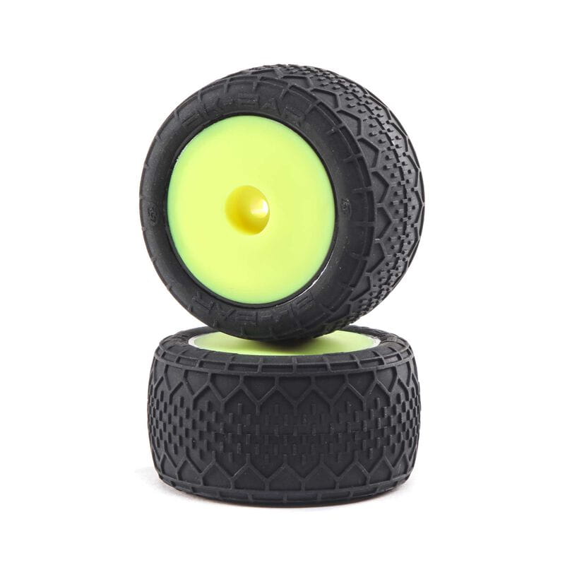 Losi BK Bar Tires_ Fr_Rr Mounted_ Yellow_ Mini-T 2.0 - RC-Zubehoer