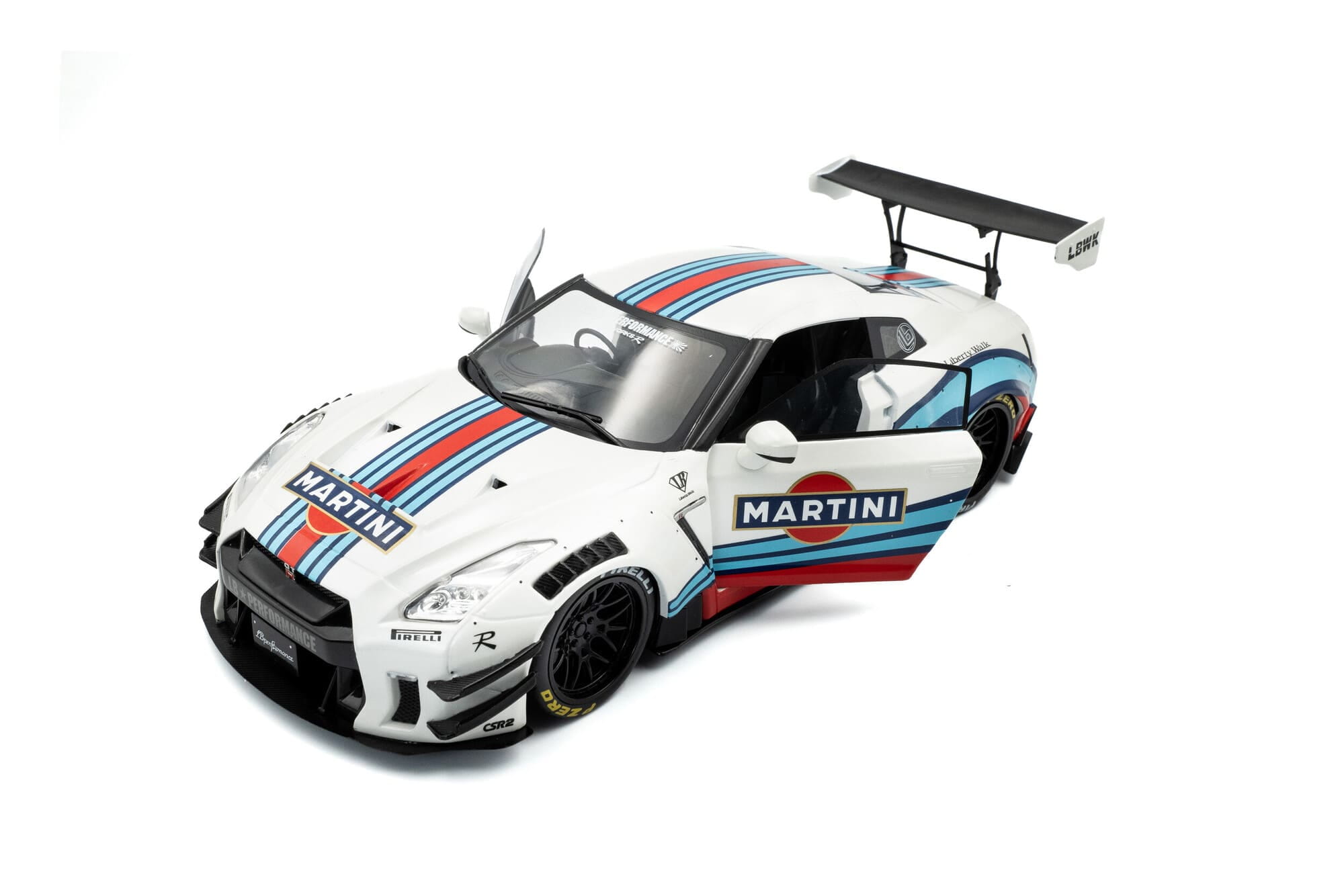 Solido Nissan GT-R R35 Liberty Walk Martini 1_18 Standmodell