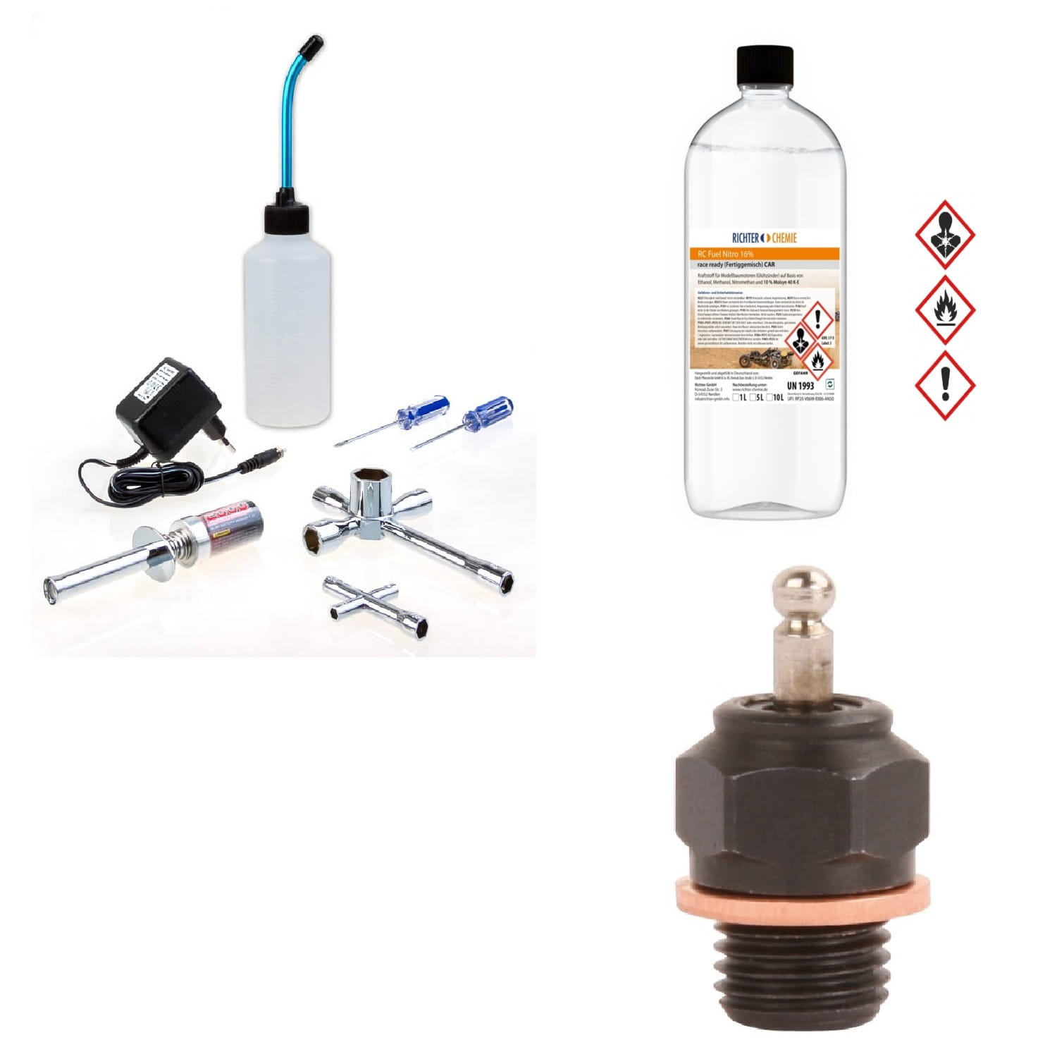 Carson - Robitronic Deluxe Nitro Starter Set mit R2 Glühkerze und Bio Sprit Carson - Robitronic Deluxe Nitro Starter Set mit R2 Glühkerze und Bio Sprit