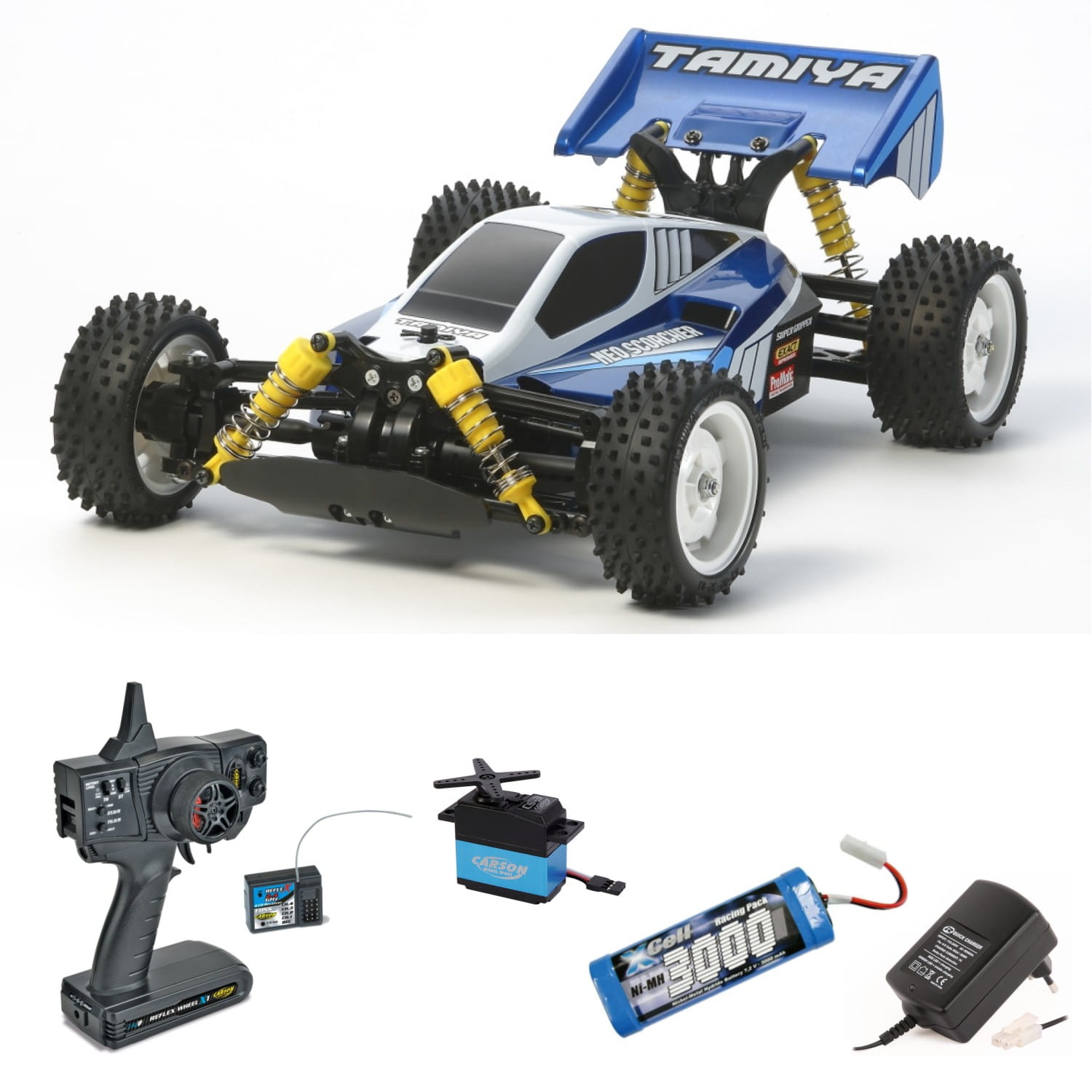 Tamiya Neo Scorcher ラジコンカー　フルセットすぐ遊べる Tamiya RC Neo Scorcher Buggy 2,4Ghz Komplett