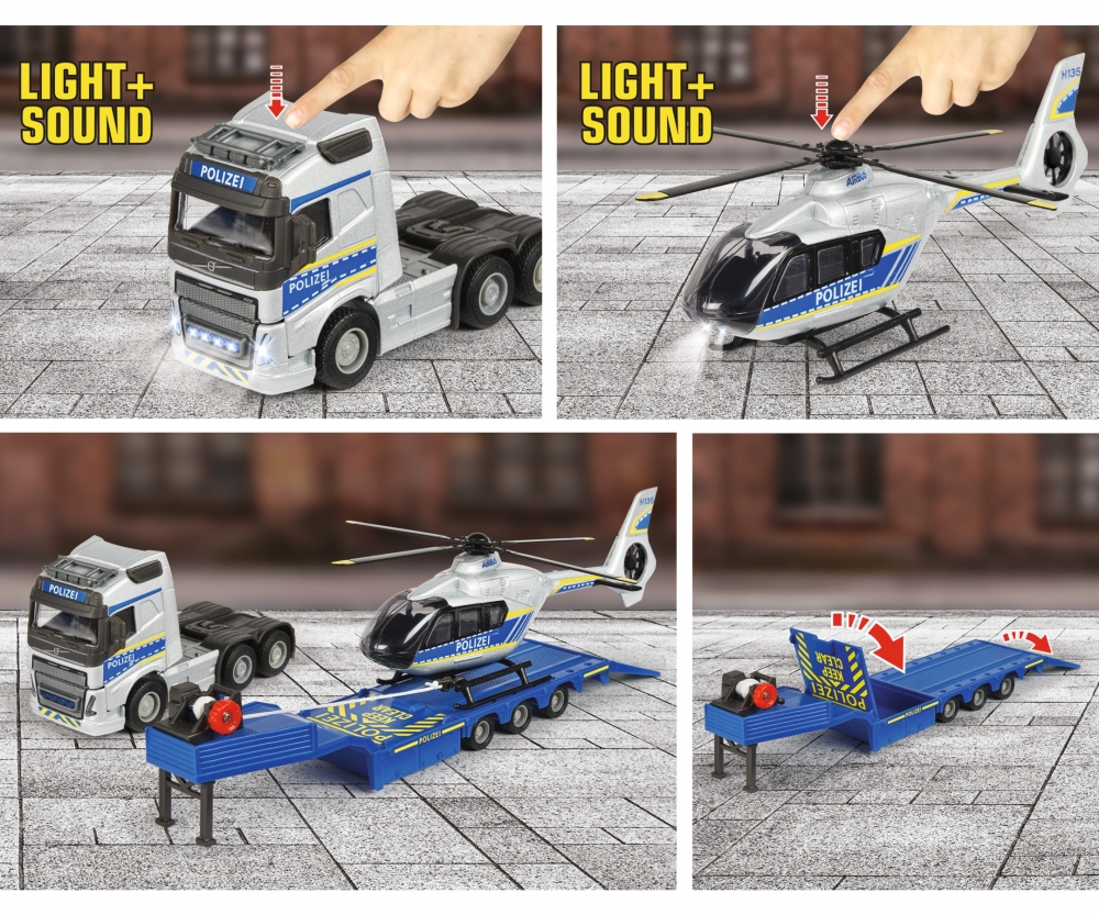 Majorette Volvo Truck +  Airbus Police Helicopter