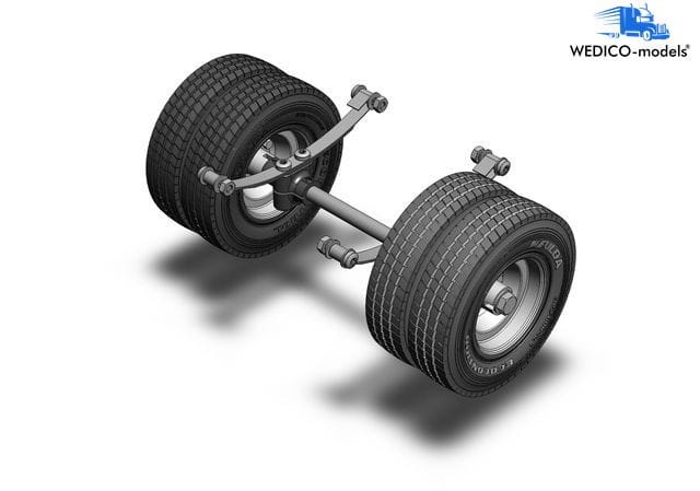 Wedico Hinterachse fuer Standard-Fahrgestelle zwillingsbereift - RC-Zubehoer