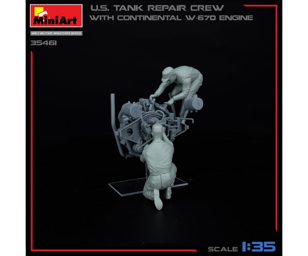 MiniArt 1_35 US Panzer Rep_ Crew m. W670 Motor Plastik Modellbausatz - RC-Zubehoer