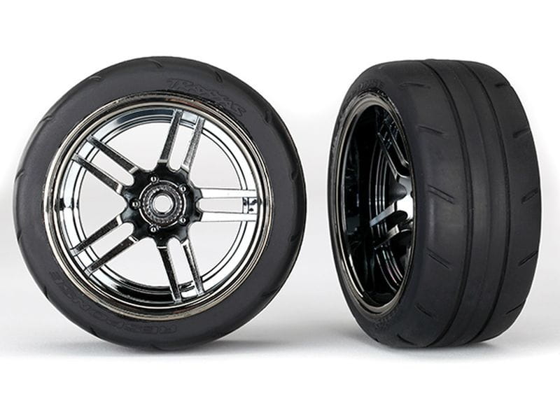 Traxxas Reifen auf Felge Split-Spoke Chrome-schwarz 1.9' Response hi - RC-Zubehoer