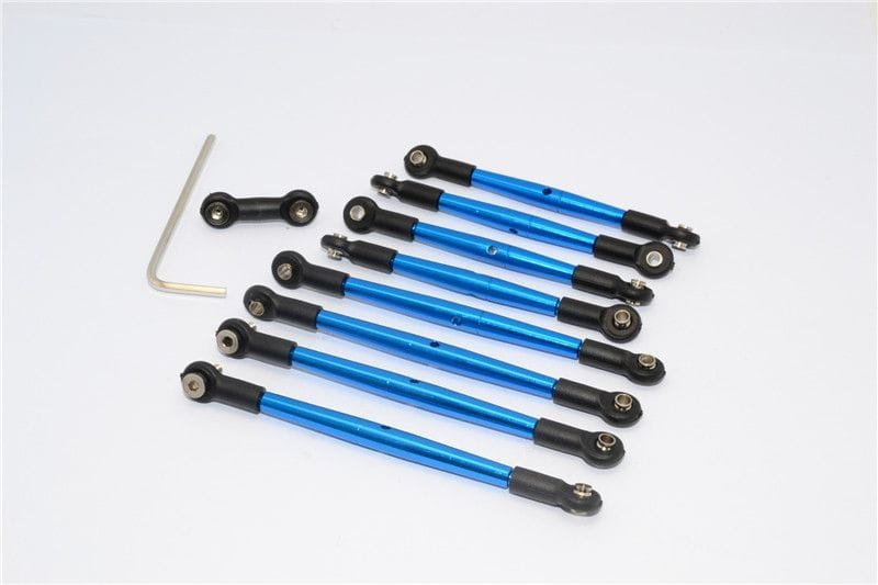 GPM Alu Spurstangen eloxiert mit Kugelpfannen blau _9 Stk._ fuer Traxxas 1_16 E-Revo - RC-Zubehoer