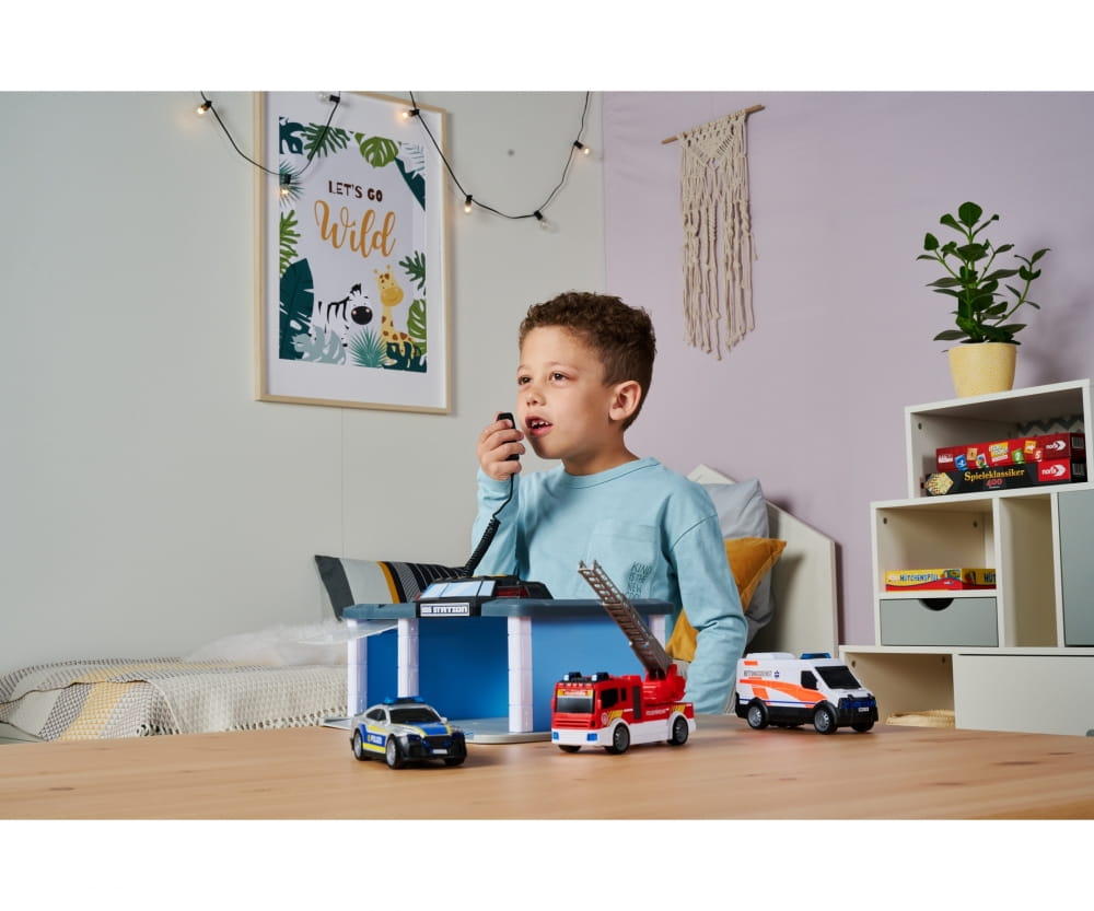 Dickie Toys Rescue Center Rettungsstation mit Polizei Feuerwehr und Krankenwagen