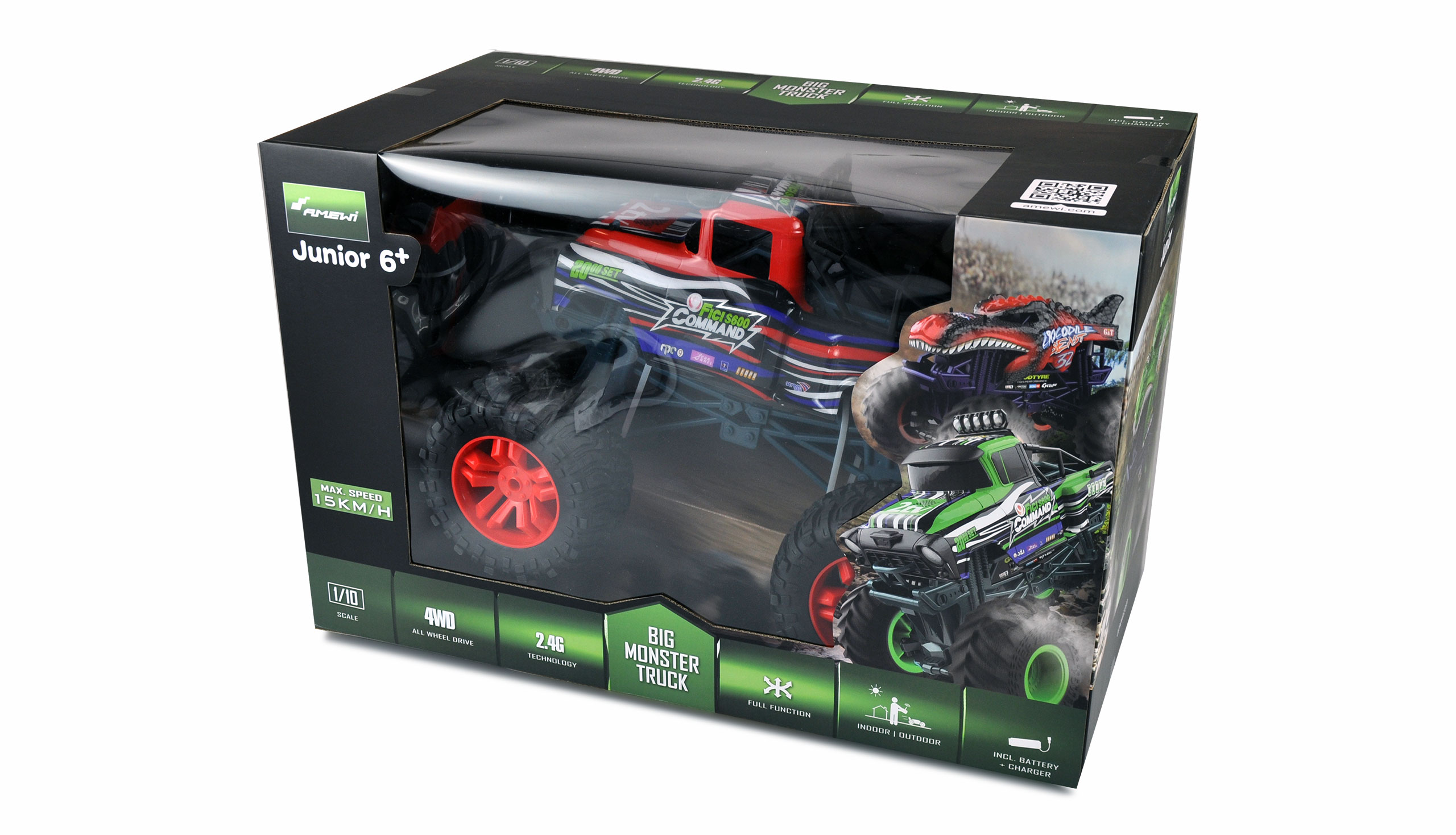Amewi RC Big Monstertruck Red Command 2WD 1:10 RTR