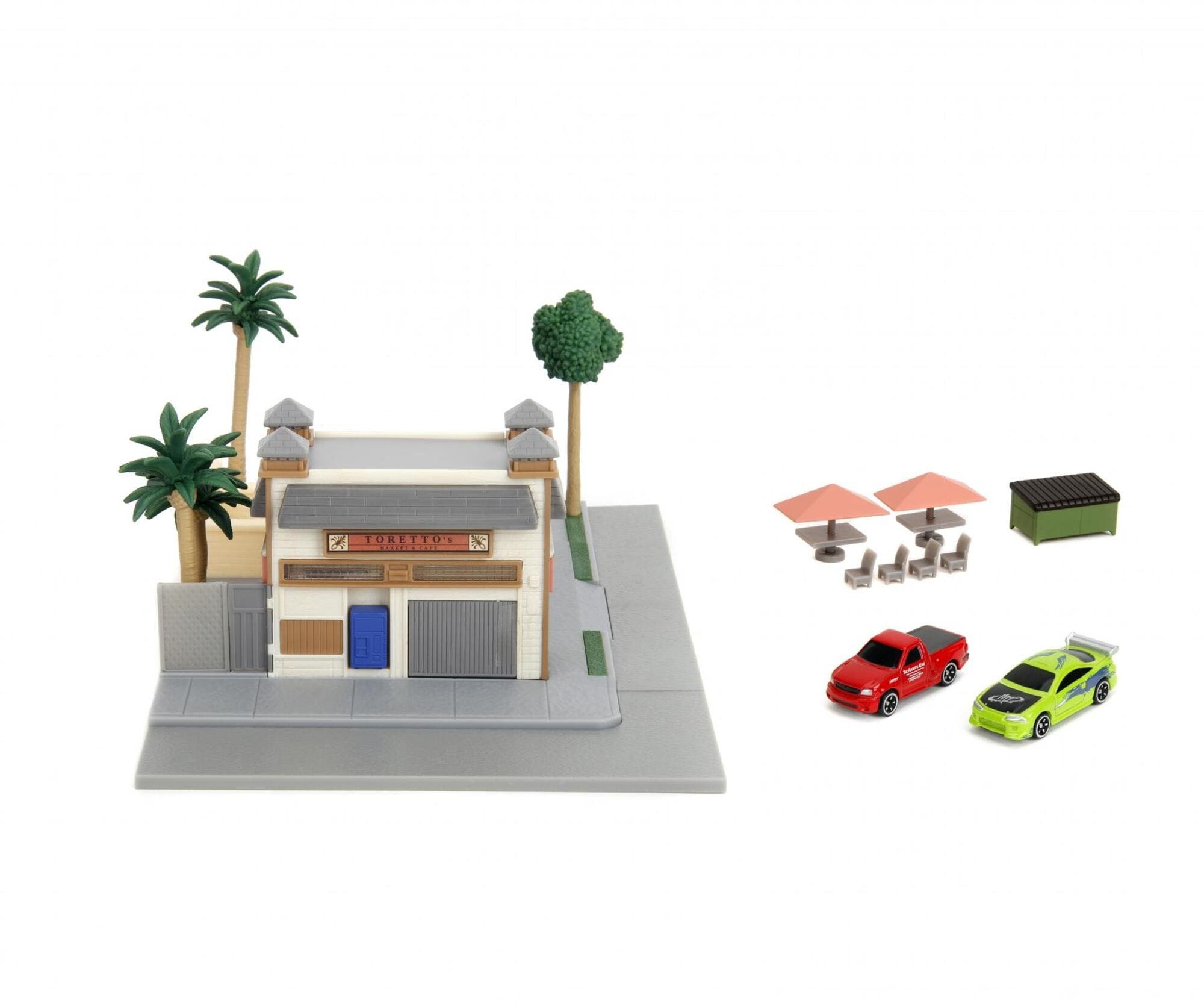 Jada Toys Fast _ Furious Toretto’s Cafe Nanoscene mit 2 Die-Cast Fahrzeugen