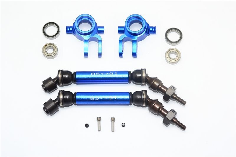 GPM Stahl CVD mit Alu-Antriebswelle_ Lenkhebel - Lager vorn blau fuer Traxxas Rustler_ Slash 4x4 - RC