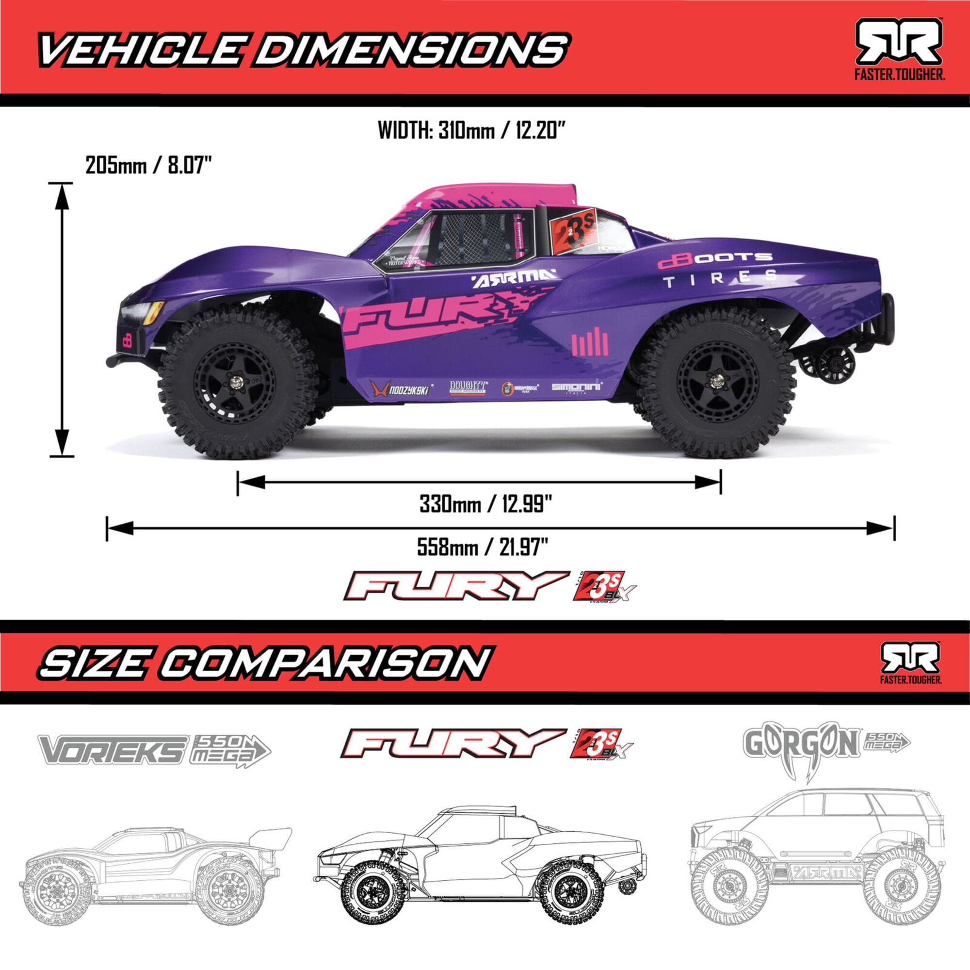 Arrma 1_10 FURY 223S DSC 2WD RTR Brushless Short Course Truck Blau - Ersatzteil Arrma 1_10 FURY 223S DSC 2WD RTR Brushless Short Course Truck Blau Ersatzteil